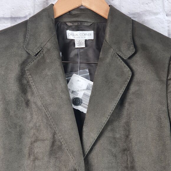 VTG Casual Corner 2 Piece Pant Suit Blazer Sz  8 + Pants Sz 10 Olive Green NWT - Picture 3 of 11